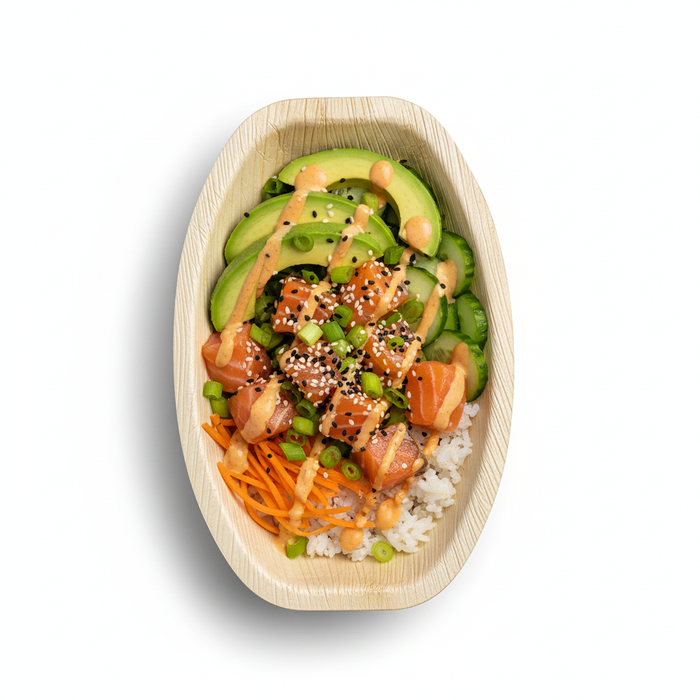 Bandeja ovalada de hoja de palmera 420x260mm A25mm - 10Uds