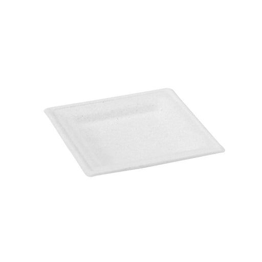 Plato cuadrado de pulpa blanco 160x160mm - 50Uds