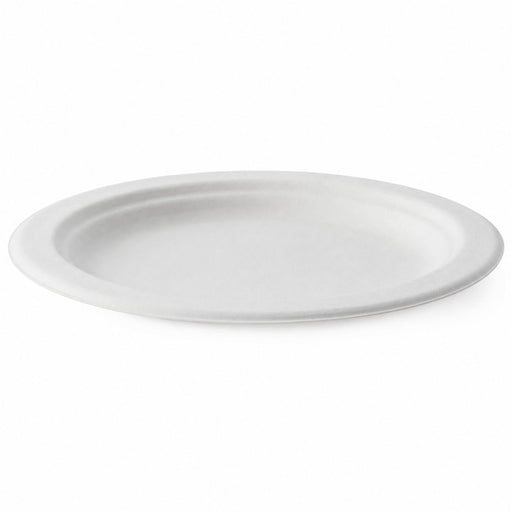 Plato redondo de caña de azúcar blanco Ø215mm - 125Uds