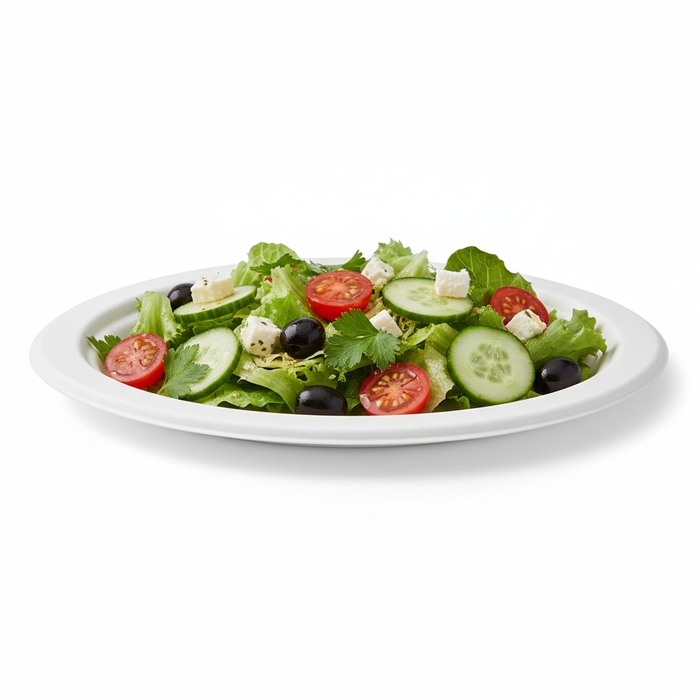 Plato redondo de caña de azúcar blanco Ø110mm - 125Uds