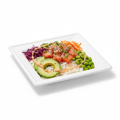 Plato blanco rectangular de pulpa. 260x260mm A20mm - 125Uds