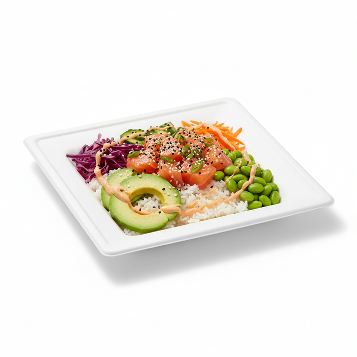 Plato blanco rectangular de pulpa. 260x260mm A20mm - 125Uds