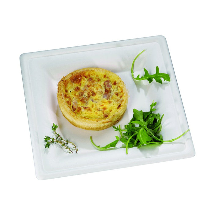 Plato blanco rectangular de pulpa. 260x260mm A20mm - 125Uds