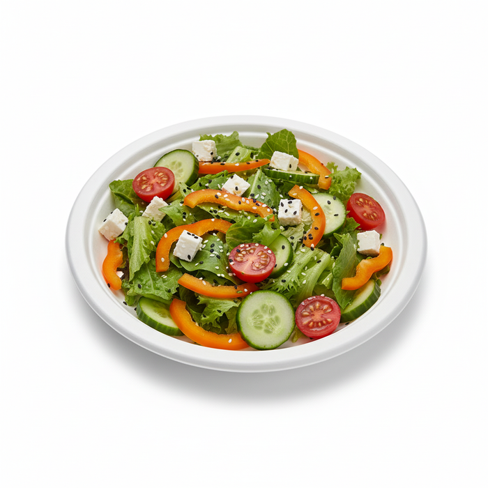 Plato redondo de caña de azúcar blanco Ø261mm A21mm - 50Uds