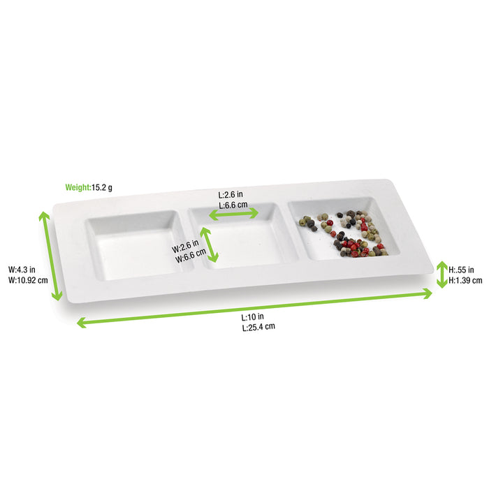 Plato de pulpa 3 compartimentos Tapas 260x110mm - 50Uds