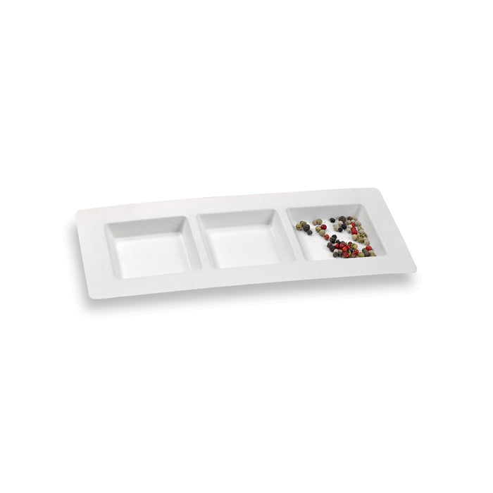 Plato de pulpa 3 compartimentos Tapas 260x110mm - 50Uds
