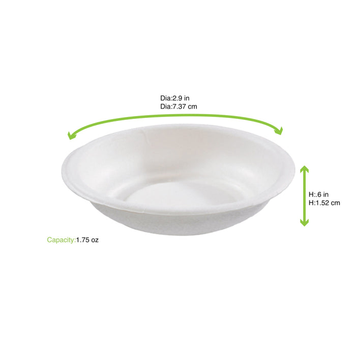 Mini plato de pulpa redondo blanco  H15mm - 100Uds