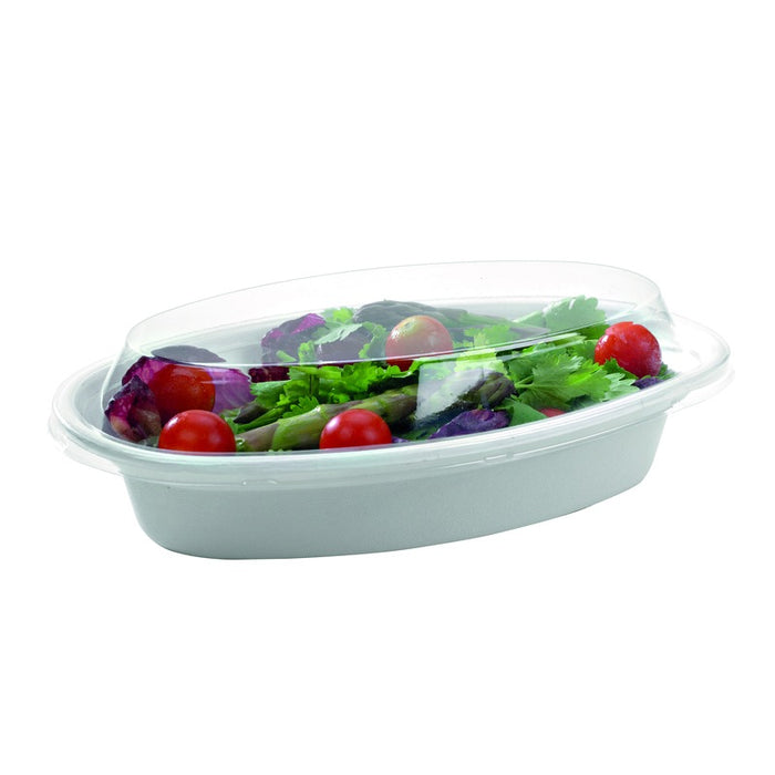 Ensaladera de pulpa ovalada de caña blanca 700ml 230x140mm A50mm - 100Uds