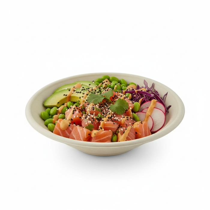 Bol redondo de pulpa marrón «Poke» 700ml Ø196mm A49mm - 125Uds