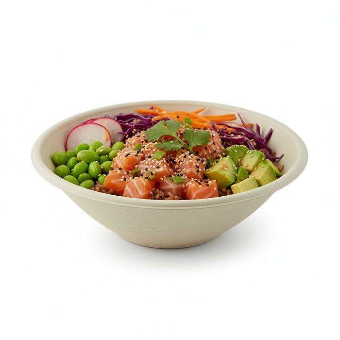 Bol redondo de pulpa marrón «Poke» 950ml Ø196mm A63mm - 125Uds