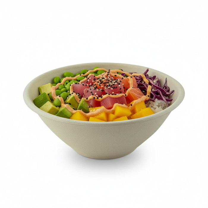 Bol redondo de pulpa marrón «Poke» 1200ml Ø196mm A76mm - 125Uds