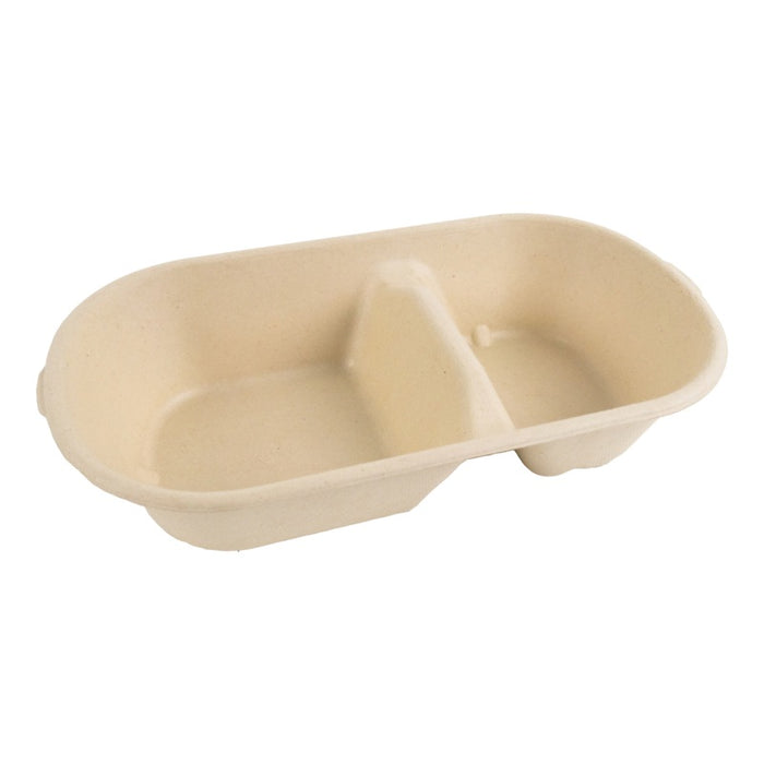 Caja rectangular de fibra de caña de azúcar de 2 compartimentos 825ml 235x130mm A50mm - 50Uds