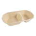 Caja rectangular de fibra de caña de azúcar de 2 compartimentos 825ml 235x130mm A50mm - 50Uds
