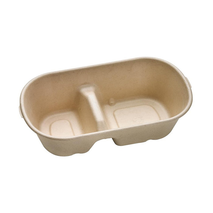 Caja rectangular de fibra de caña de azúcar de 2 compartimentos 1000ml 235x130mm A60mm - 50Uds