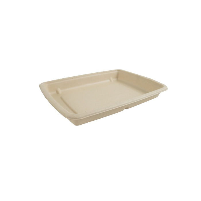 Bandeja rectangular de fibra de caña de azúcar marrón 226x162mm A27mm - 50Uds