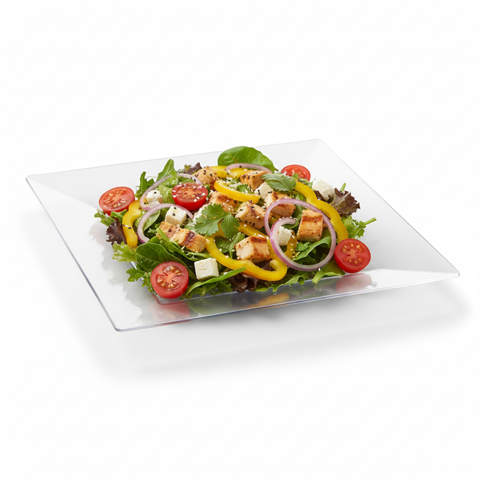 Plato transparente cuadrado 210x210x40mm - 10Uds