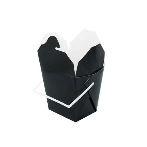 Caja cuadrada de cartón negra con asa blanca 415ml 92x74mm A90mm - 50Uds