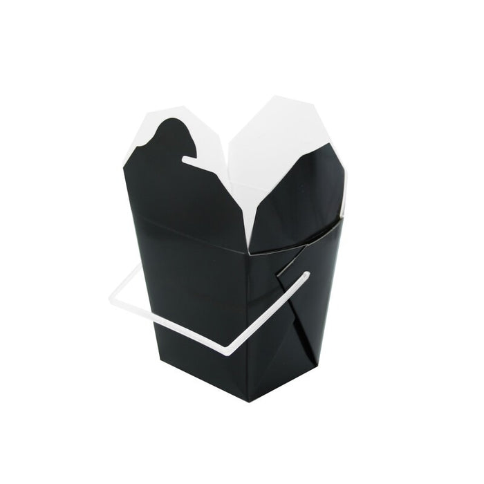 Caja cuadrada de cartón negra con asa blanca 415ml 92x74mm A90mm - 50Uds