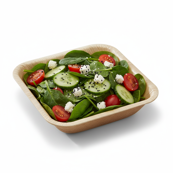 Cuenco cuadrado de hoja de palma 180ml 120x120mm A30mm - 10Uds