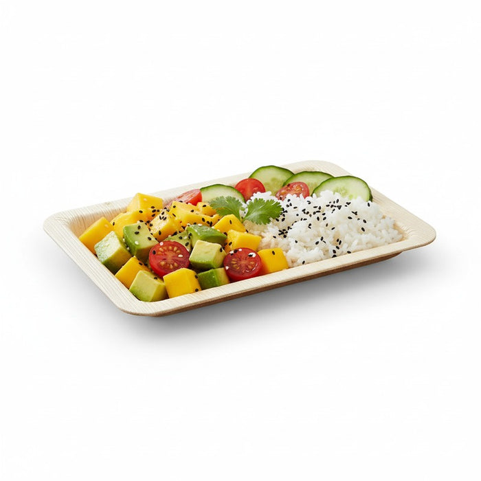Plato rectangular de hoja de palmera 240x160mm A25mm - 25Uds
