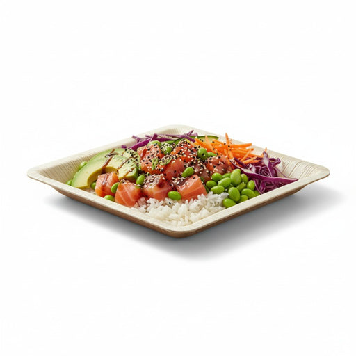Plato cuadrado de hoja de palmera 250x250mm A25mm - 25Uds