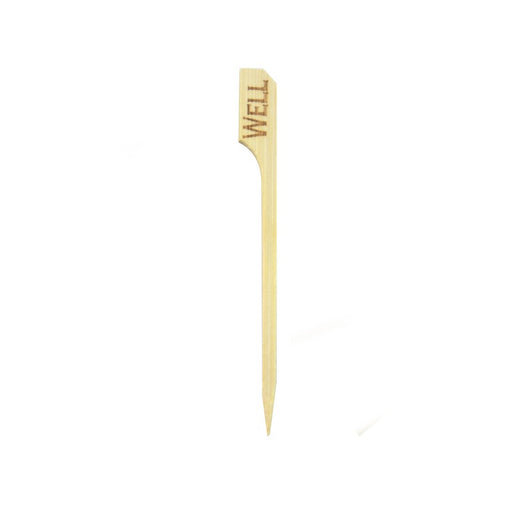 Pincho de bambú Teppo Gushi para carne con inscripción Well (bien hecho) 90mm - 100Uds