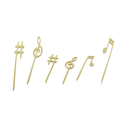 Pincho de bambú con extremo decorativo musical 120mm - 100Uds