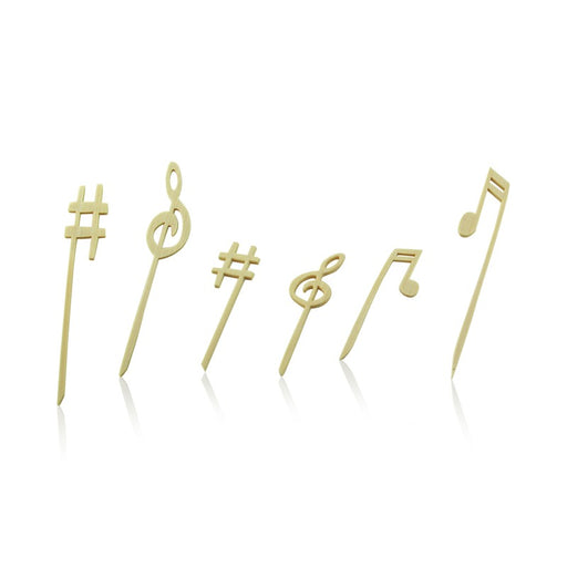 Pincho de bambú con extremo decorativo musical 90mm - 100Uds