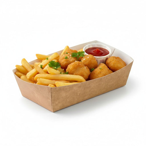 Bandeja de cartón Kraft 350ml 120x60mm A37mm - 100Uds
