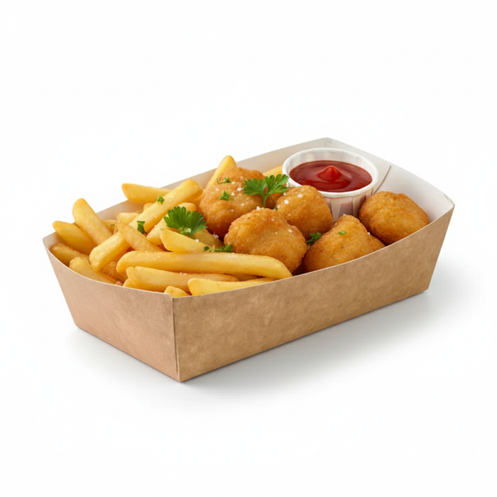 Bandeja de cartón Kraft 350ml 120x60mm A37mm - 100Uds