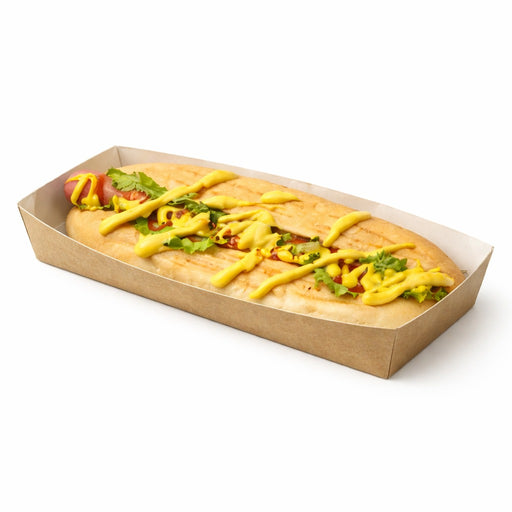 Bandeja de cartón Kraft 500ml 200x90mm A25mm - 100Uds