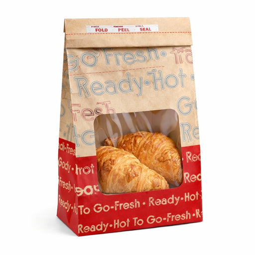 Bolsa de papel Ecokraft reforzada SOS marrón con ventana 125x75mm A235mm - 500Uds