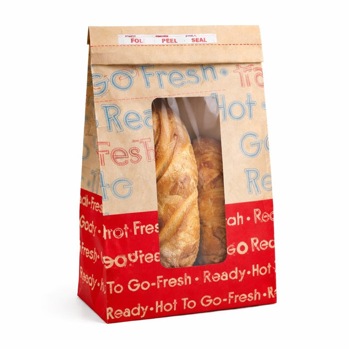 Bolsa de papel Ecokraft reforzada SOS marrón con ventana 153x110mm A285mm - 500Uds