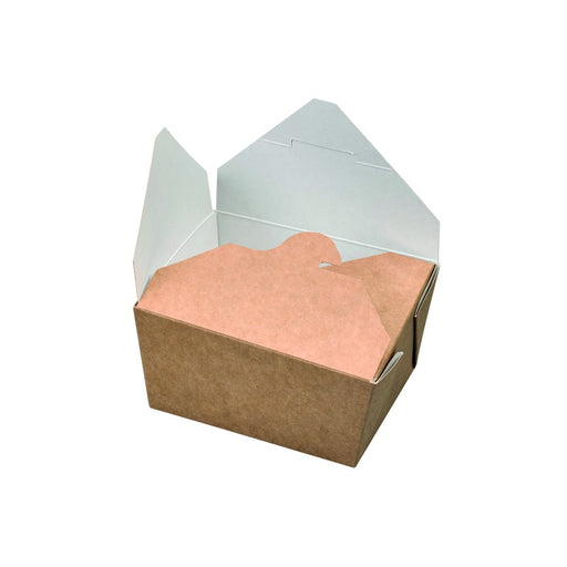 Caja de comida en cartón kraft laminado antigrasa 750ml 130x105mm A65mm - 50Uds
