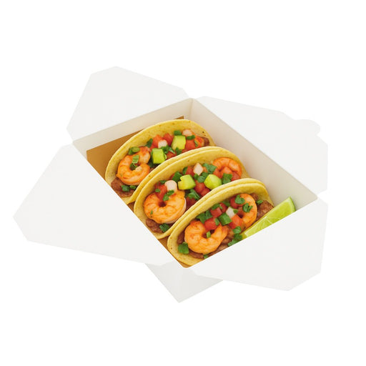 Caja de comida en cartón blanco con cierre 2000ml 217x160mm A67mm - 50Uds