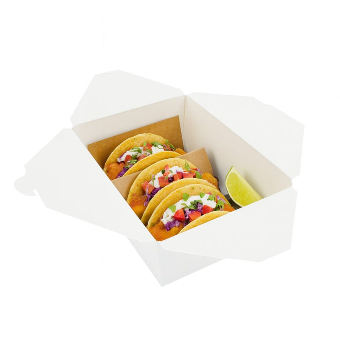 Caja de comida en cartón blanco con cierre 3000ml 226x167mm A92mm - 40Uds