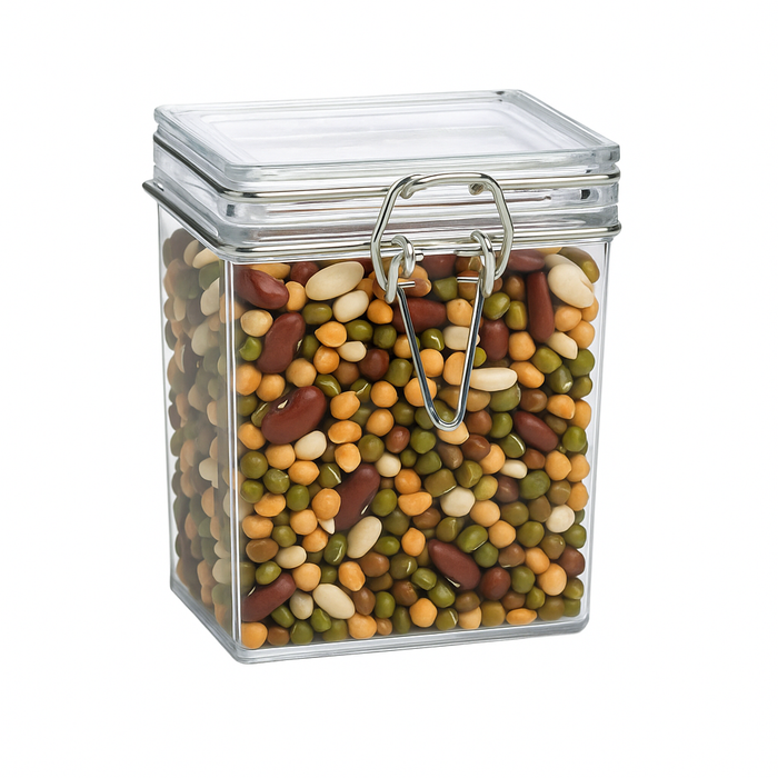 Mini tarro rectangular transparente en PS 180ml 51x69mm A86mm - 12Uds