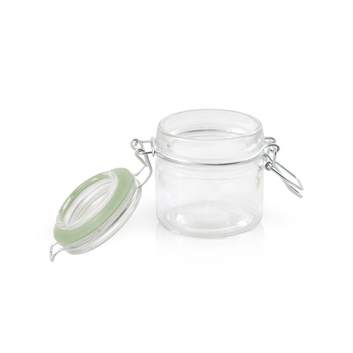 Tarros pequeños de vidrio BOKA con junta silicona verde 100ml A71,5mm - 12Uds