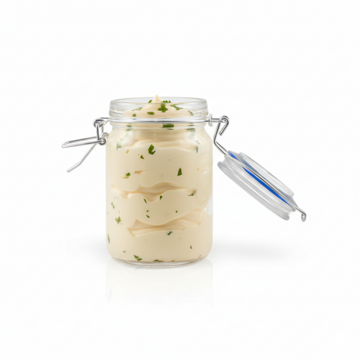 Tarros pequeños de vidrio BOKA con junta silicona azul oscuro 200ml A119,2mm - 12Uds