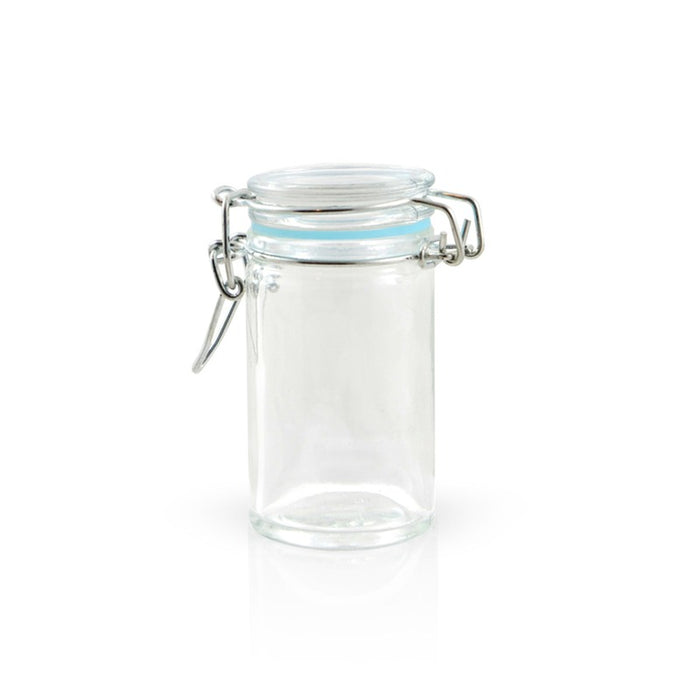 Tarros pequeños de vidrio BOKA con junta silicona azul claro 65ml A85mm - 12Uds