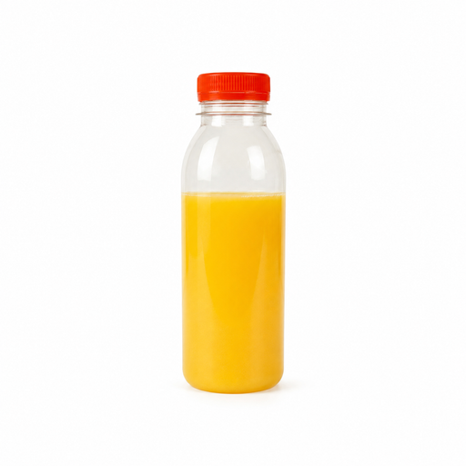 Botella RPET transparente con tapón unido naranja 61 330ml A161mm - 220Uds