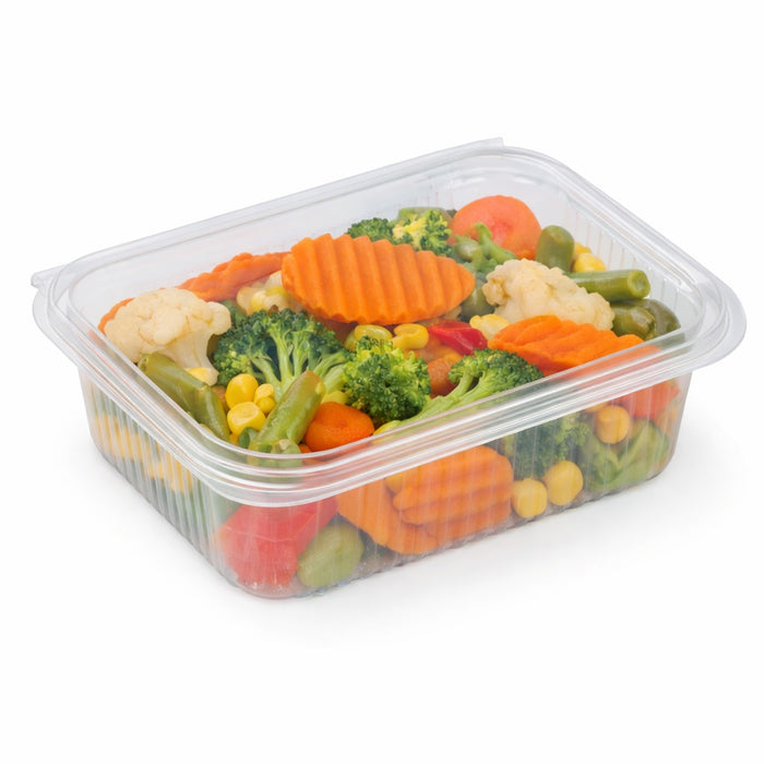Envase rectangular PLA transparente con tapa bisagra 1000ml 188x143mm A67mm - 50Uds