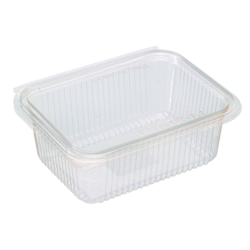Envase rectangular PLA transparente con tapa bisagra 1000ml 188x143mm A67mm - 50Uds