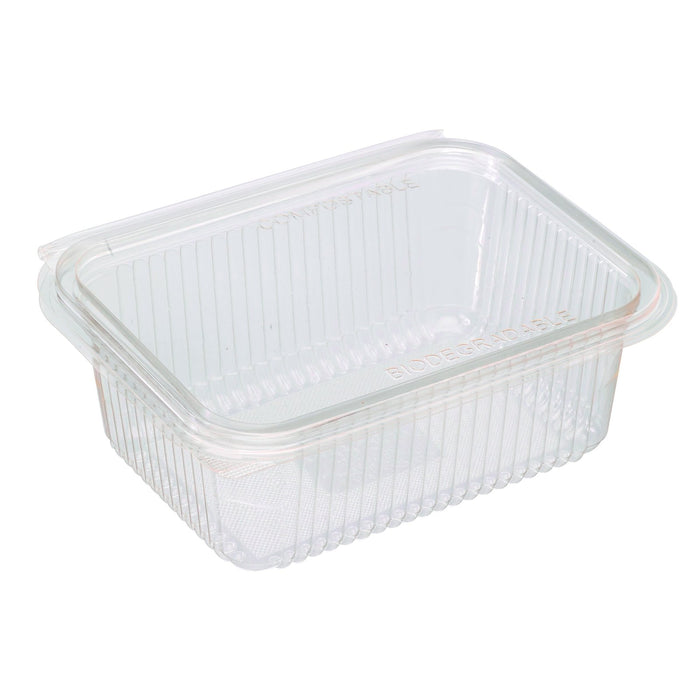 Envase rectangular PLA transparente con tapa bisagra 1000ml 188x143mm A67mm - 50Uds