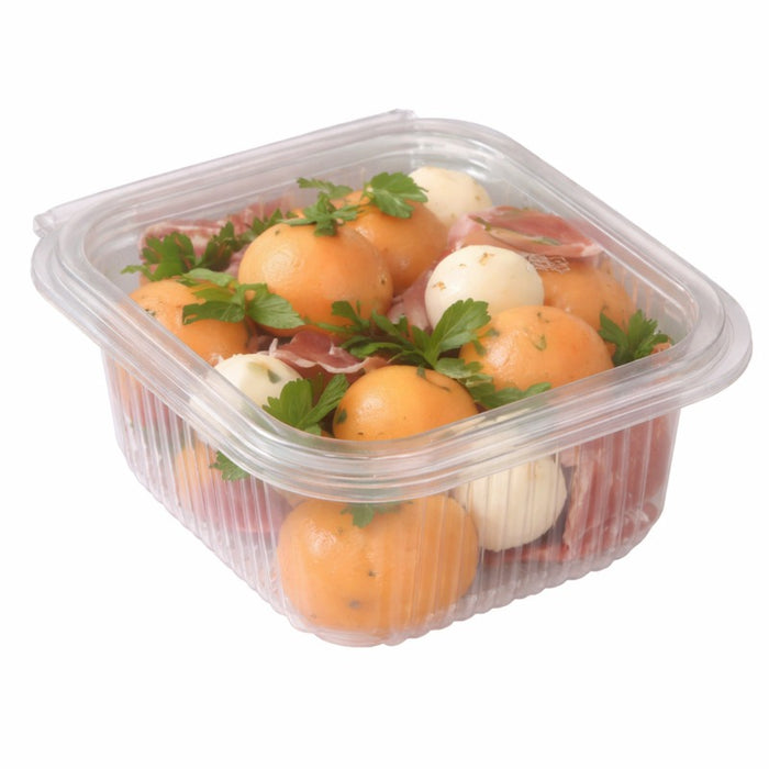 Envase rectangular PLA transparente con tapa bisagra 500ml 153x125mm A56mm - 50Uds