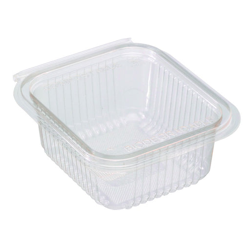 Envase rectangular PLA transparente con tapa bisagra 500ml 153x125mm A56mm - 50Uds