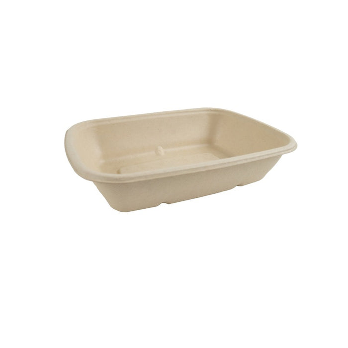 Bandeja rectangular de fibra de caña de azúcar marrón 1000ml 215x158mm A50mm - 50Uds
