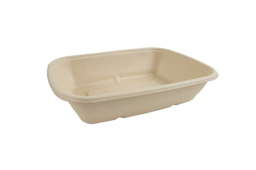 Bandeja rectangular de fibra de caña de azúcar marrón 1000ml 215x158mm A50mm - 50Uds