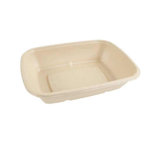 Bandeja de pulpa rectangular laminada PLA marrón 1000ml 214x157mm A46mm - 50Uds