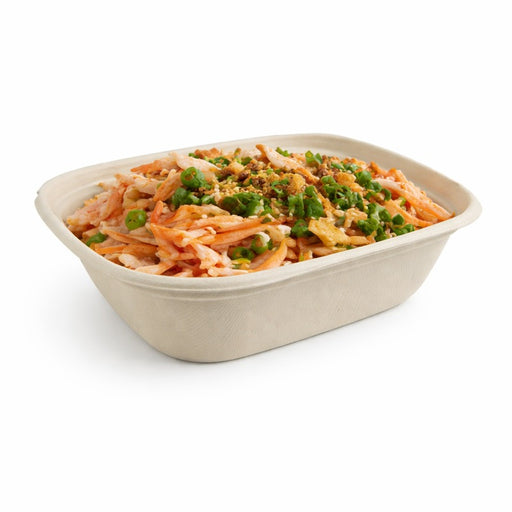 Bandeja rectangular de fibra de caña de azúcar marrón 850ml 220x170mm A27mm - 50Uds
